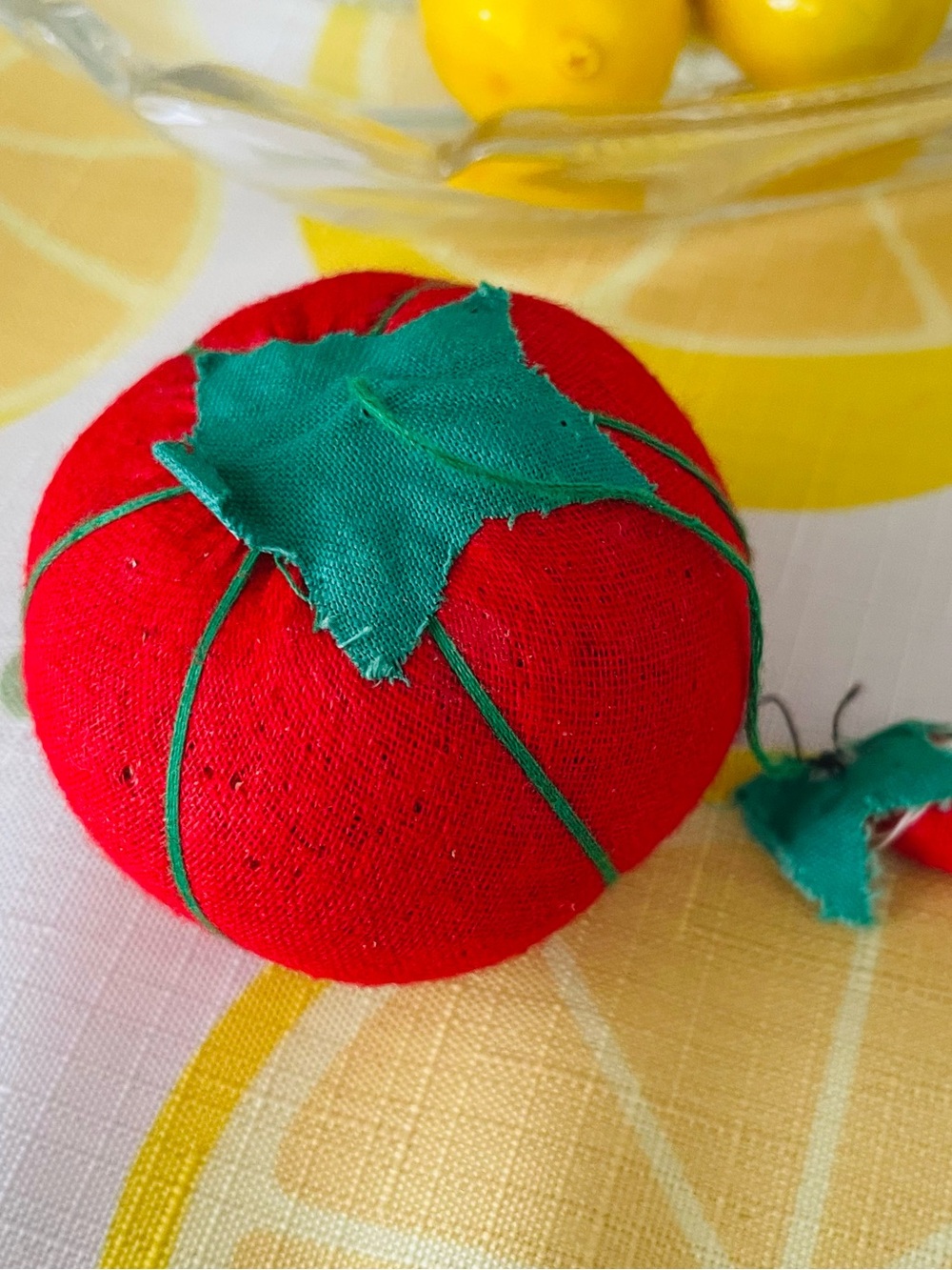 Vintage Tomato Pin Cushion with Chili Charm